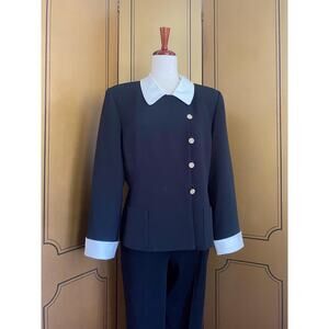 Vintage blazer in black and white with jewel buttons by Albert Nipon, size 12